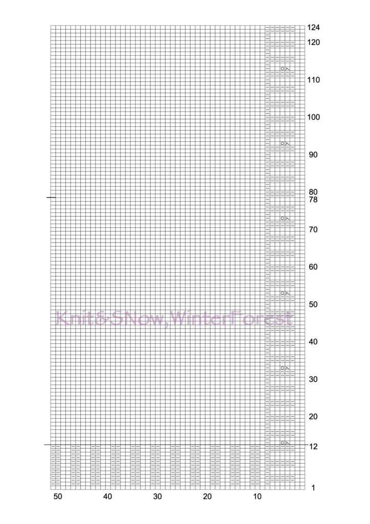 まっすぐ編むメリヤス編みのカーディガン 前身頃 Knit Snow Winterforest